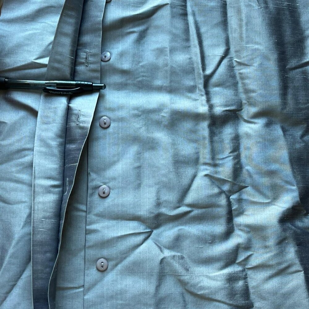Vintage 100% Silk Coldwater Creek Womens 14 Shiny Silver Button Up Retro Shirt - Picture 3 of 7